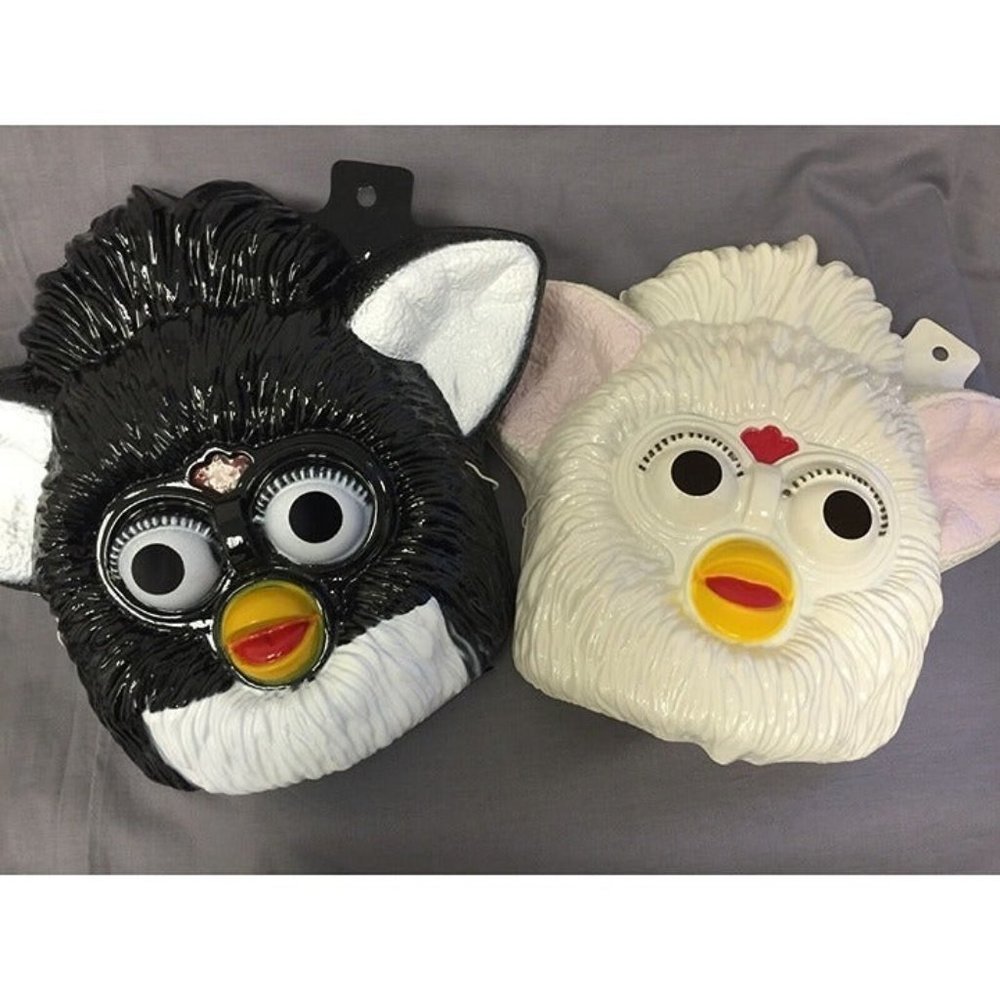 SET OF 2 BLACK AND WHITE FURBY HALLOWEEN MASKS PVC